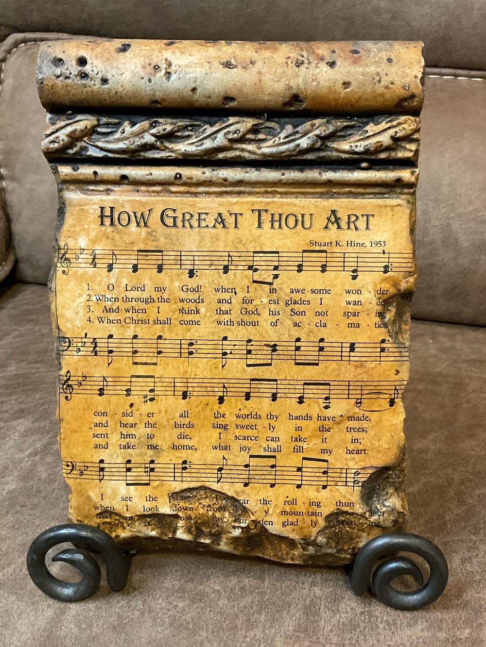 How Great Thou Art Stone Hymn Decor on Stand